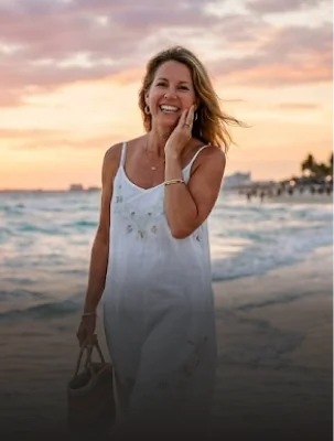 International dental tourism patient enjoying a new smile in Playa del Carmen.